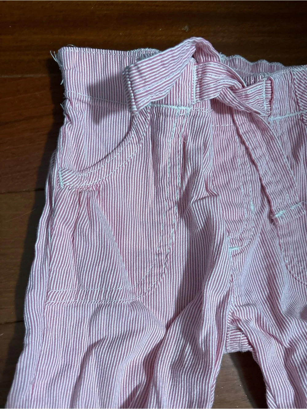 Y2K Old Navy Pink and White Striped Roll-Cuff Joggers 12-18 months